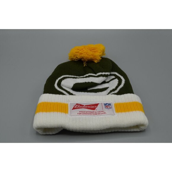 Green Bay Packers Budweiser NFL Beanie Toque Hat w Pom Pom NEW One Size - Picture 1 of 4
